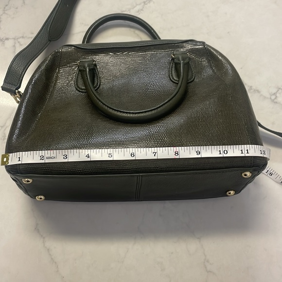 Talbots Leather Satchel Embossed Leather Olive Color - Picture 8 of 10